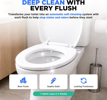 Happy Toilet Cleaner Automatic Toilet Bowl Cleaner Tablets Ultra-Strength Bathroom Toilet Tank Cleaner Tablets for Tank - Toilet Bowl Cleaners Resealable 12-Pack Bag