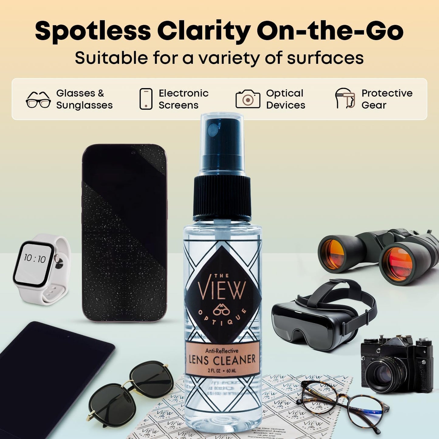 Anti-Reflective Lens Cleaner & Repair Kit – 0.4oz Glasses Cleaner Spray, Microfiber Cloth & Keychain Screwdriver in a Vinyl Snap Case for Eyeglasses, Sunglasses & Screens(3 Piece Set)