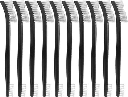 10 Pack 7Inch Double-Ended Gun Cleaning Brushes, Brass Wire Brush Set for Carbon & Copper Residues, All Purpose Metal Cleaning Kit with Nylon Handle