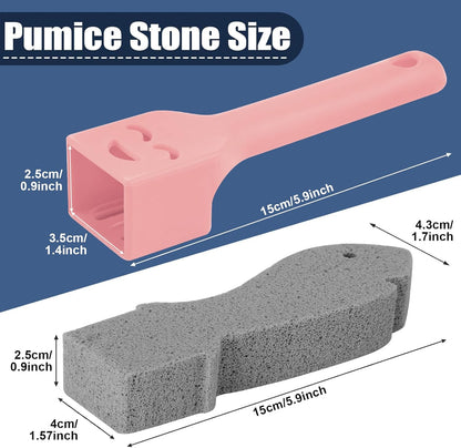 Navona 8 Pack Pumice Stone Scouring Sticks with 2 Universal Handles, Grey Pumice Stone Cleaner for Cleaning Toilets, Bathrooms, Kitchens, Spas and Pools