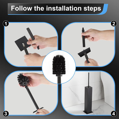 BVL Toilet Brush and Holder Set Brushed Nickel Stainless Steel 304 Square Freestanding Toilet Brush for Bathroom