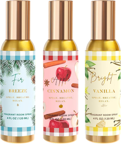 Room Spray, Tidal Coconut, Woven Ocean, Sunset Tropics, 3 Pack, Each 4 fl oz, Air Freshener for Home, Long-Lasting Odor Eliminator for Bathroom and Office