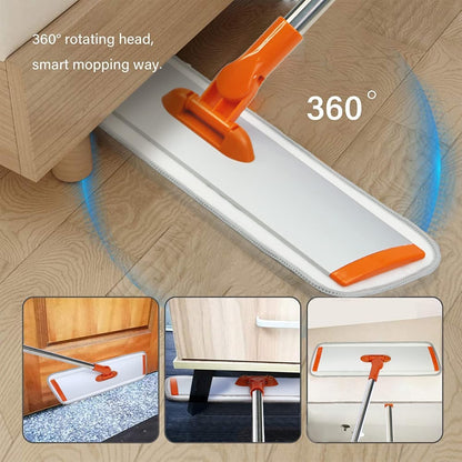Microfiber Flat Wet-Dry Mop with 51" Adjustable Stainless Steel Handle, 4 Reusable Pads for Wet & Dry Mopping on Hardwood, Tile, Laminate & Vinyl Floors