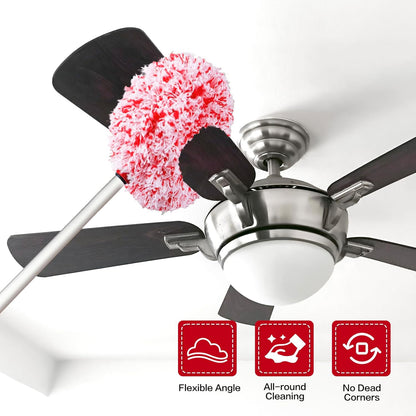 Ceiling Fan Cleaner Duster Reusable Microfiber Ceiling Fan Blade Cleaner Removable Duster with Extension Pole Adjusts 13 to 49.7 Inch for Cleaning Walls Bookshelves Furniture Door Window Top (Blue)