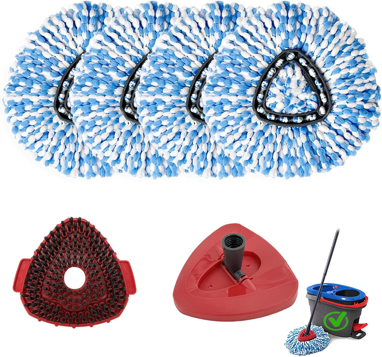 4PCS Mop Head Replacement Compatiable with Ocedar with Fit for RinseClean 2-Tank System,Spin Mop Heads,Perfect for deep Cleaning Hard-to-Reach Hidden Corners in bathrooms,Living Rooms and More