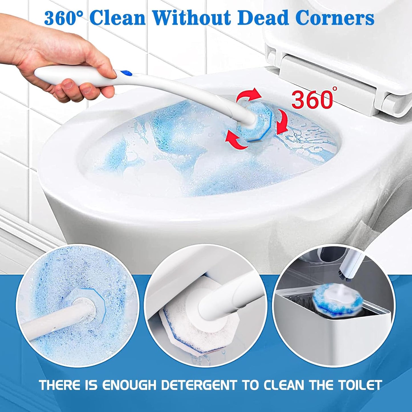 50Pcs Toilet Brush Wand Refills Compatible with Clorox Toilet Wand, 5X Cleaning Power Toilets Bowl Cleaners, Disposable Toilets Brush Refill Replacement Heads for Bathroom Cleaning