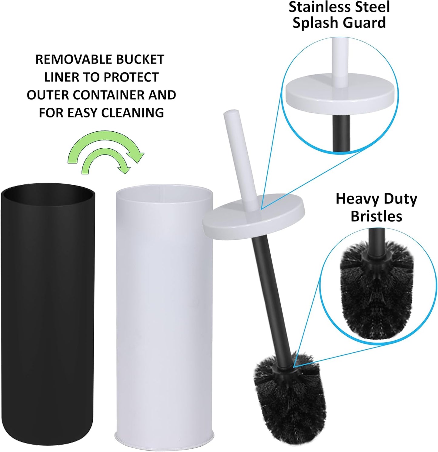Deep & Sturdy Toilet Bowl Brush with Holder - Durable Scrubbing - Toilet Cleaners - Household Essentials - Bathroom Cleaner - Cleaning Supplies - Household Supplies, Painted Satin Gold