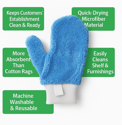 10" x 7" Microfiber Cleaning Mitt – Reusable Soft Dusting Glove for Auto, Glass & Surfaces – Non-Abrasive & Lint-Free Wash Mitt for Scratch-Free Cleaning – Ideal for Home or Commercial Use