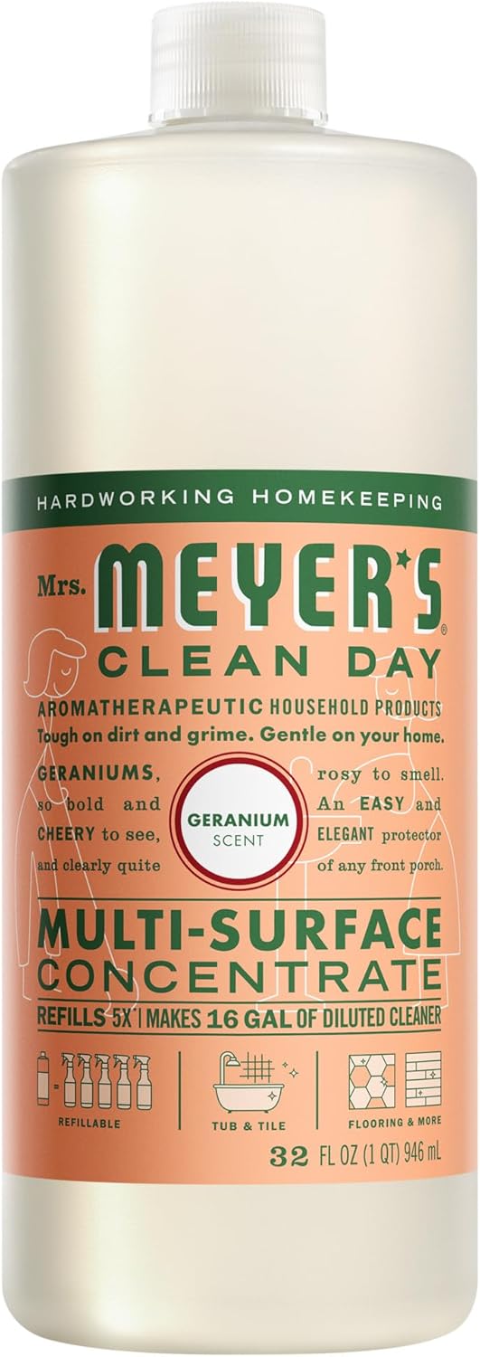 MRS. MEYER'S CLEAN DAY Multi-Surface Everyday Concentrate, Geranium Scent, 32 Fl Oz Bottle