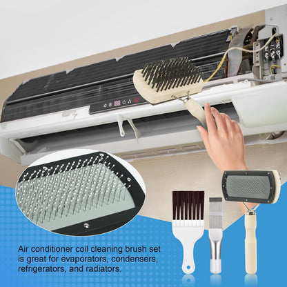 Aufind 7 PCS Different Air Conditioner Fin Cleaner kit, Brush Condenser Ac Coil Cleaner Air Refrigerator Fin Cleaner Evaporator Radiator Repair Clean Tool (Yellow)