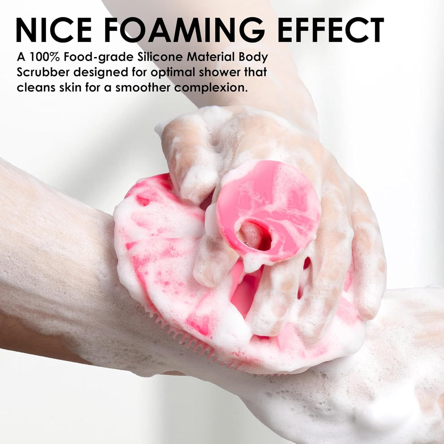 INNERNEED Food-Grade Soft Silicone Body Scrubber Shower Brush Handheld Cleansing Skin Brush, Gentle Exfoliating and Lather Well (Black)