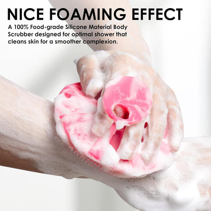 INNERNEED Food-Grade Soft Silicone Body Scrubber Shower Brush Handheld Cleansing Skin Brush, Gentle Exfoliating and Lather Well (Black)