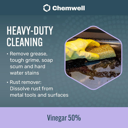 Chemwell 99% Vinegar (32 fl oz) - General Purpose All-Natural Multi-Surface Cleaner for Home, Patio & Commercial - High Performance, Powerful Concentrated Acetic Acid - Made in USA