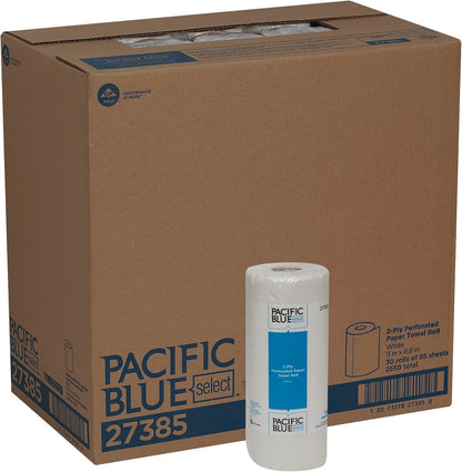 Georgia-Pacific Pacific Blue Select 2-Ply Perforated Roll Paper Towel, White, 85 Sheets Per Roll, 30 Rolls Per Case, 27385