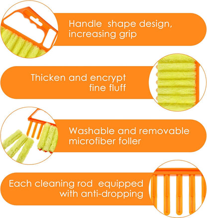 6 Pcs Window Venetian Blind Cleaner Duster Tool 2 Pcs 7 Fingers Dusting Cleaner Tool 2 Pcs Shutter Cleaner Brush and 2 Pairs Cleaning Gloves for Air Conditioner Keyboard Fan Dirt House Dust Cleaner