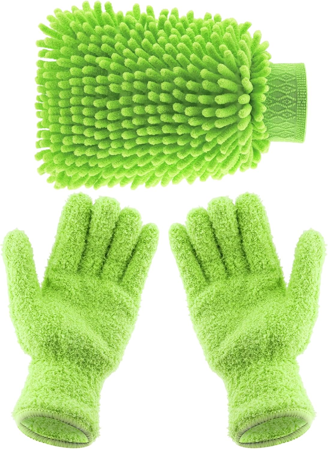 3 Pcs Microfiber Dusting Mitt Gloves Microfiber Plant Cleaning Gloves for Leaf Cleaning Plant Blinds Furniture House (Deep Pink)