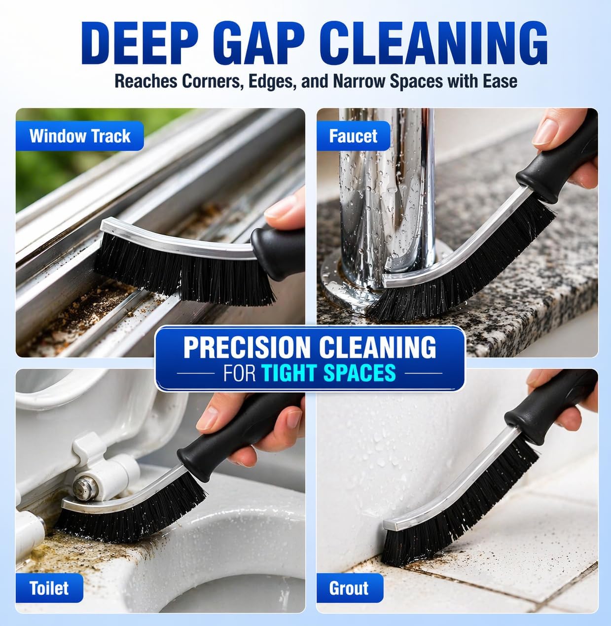 Cadley Cleaning Brush Set of 4, Cleaning Brushes for Household Use, Grout Cleaner Brush with Long Handle, Gap Cleaning Tool, Hard Bristle Brushes for Bathroom, Kitchen & Home Essentials