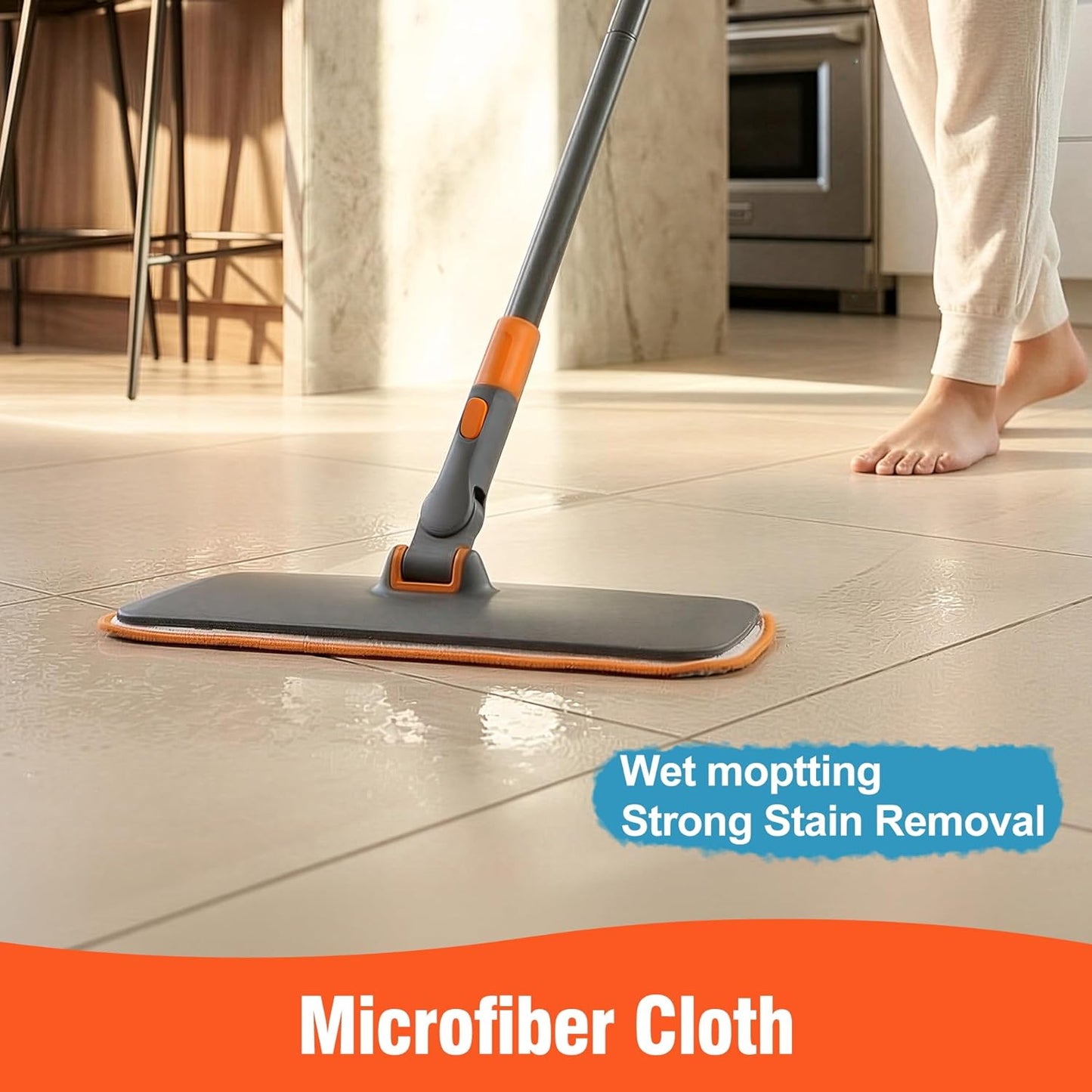 CLEANHOME 2-in-1 Wet Dry Flat Microfiber Mop for Hardwood Floors-Reusable Washable Pads, Telescoping Long Handle Floor Cleaner for Tile Laminate, Pet Hair Removal, Car Detailing & Window Cleaning