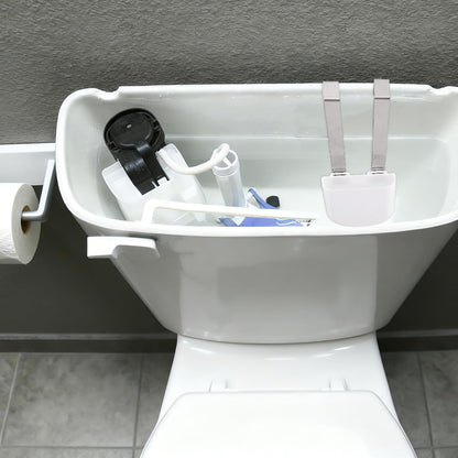 2pcs Toilet Tablet Holder, Plastic & Metal Hanging Bowl Cleaning Tablet Brackets Fits Most Standard Toilet Tablets Tanks Caddy Easy to Install (White)