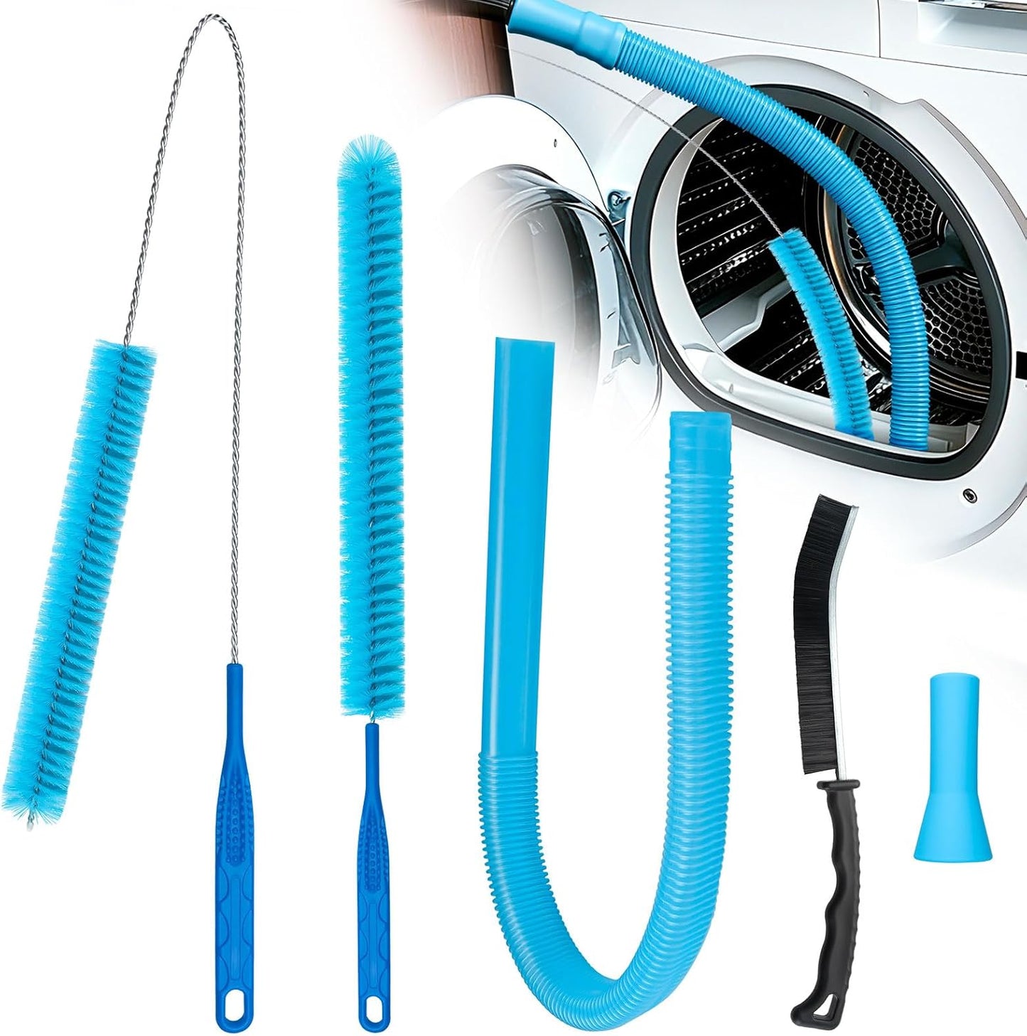 Universal Dryer Vent Cleaner Kit with Vacuum Hose - 4-Piece Lint Brush & Attachment Set for Clothes Dryer, Shop Vac Accessories, Lint Trap Cleaner & Home Maintenance Tools