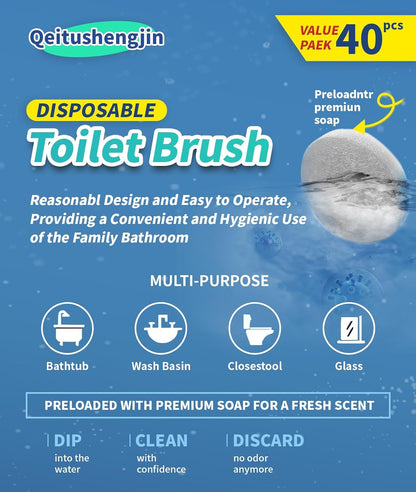 Disposable Toilet Brush,with 24 Refill Heads and Holder,Clean Brush Starter Kit,with 1 Toilet Wand, 1StorageCaddy and,3Fragrant Tablet, Toilet Wand Kit,Deep Cleaning Bathroom.