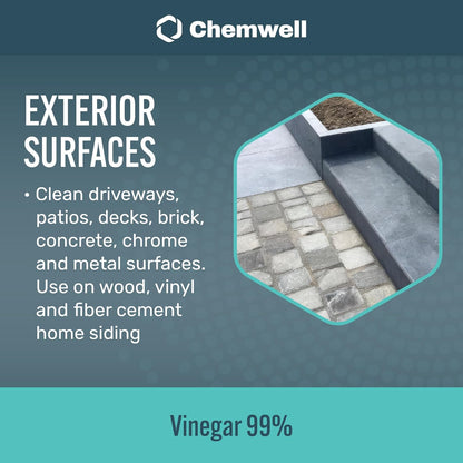 Chemwell 99% Vinegar (32 fl oz) - General Purpose All-Natural Multi-Surface Cleaner for Home, Patio & Commercial - High Performance, Powerful Concentrated Acetic Acid - Made in USA