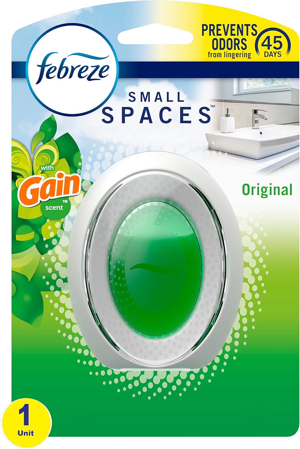 Febreze Bathroom Air Freshener, Odor-Fighting, Plug In Alternative, Air Fresheners for Small Spaces in Home, Bathroom, Kitchen, & Closet, Pet & Litter Box Odor Fighter, Gain Original Scent, 4ct