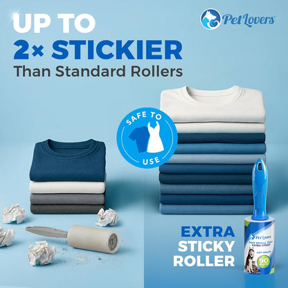 PetLovers Extra Sticky Lint Roller Mega Value Set 600 Sheets for Pet Hair Removal, Dog and Cat Lint Remover 6 Pack