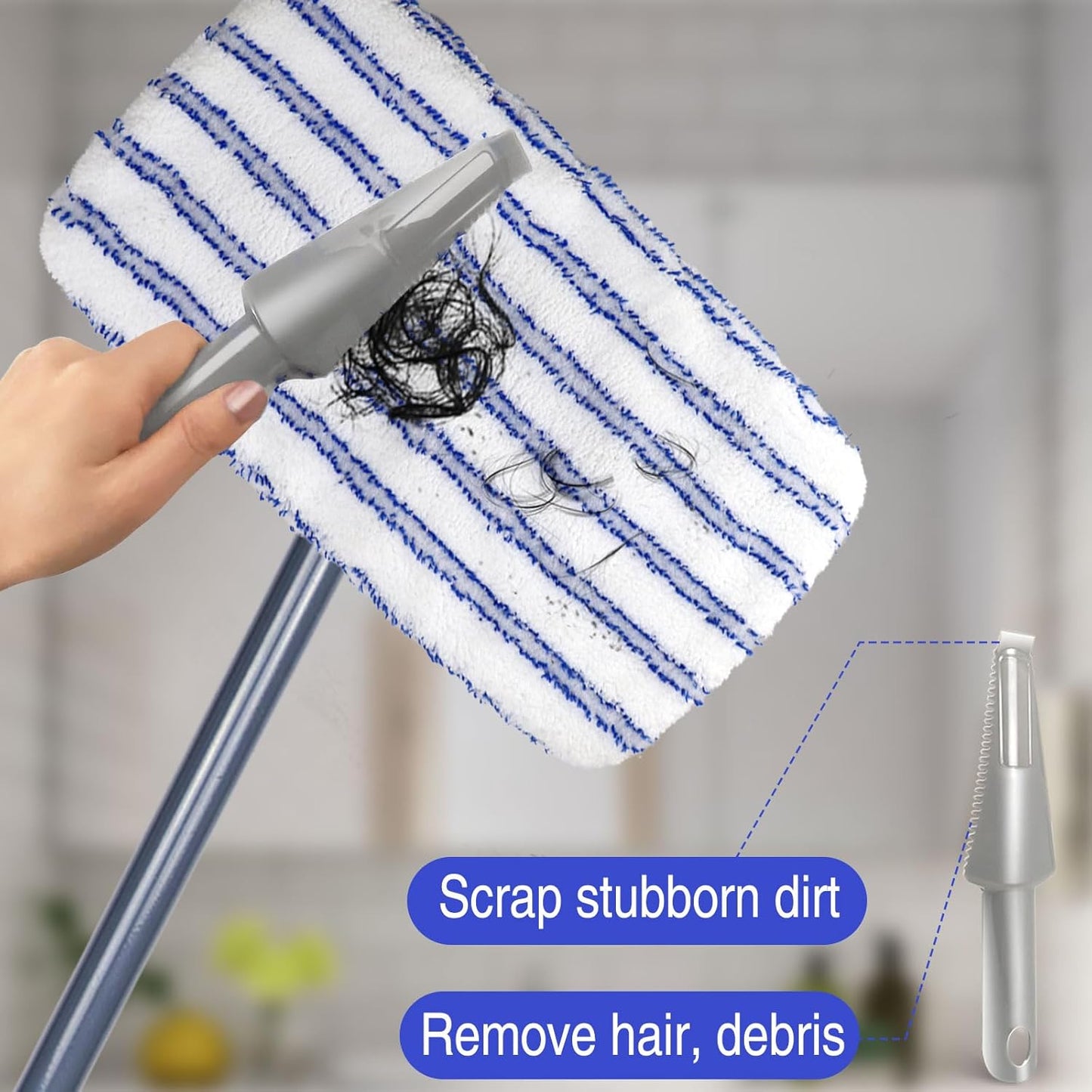 MASTERTOP Microfiber Mop - Flat Floor Mops Wet Dry Dust Mop with 4 Washable Pads & 52.4'' Stainless Steel Handle for Hardwood Laminate Tile Floor Cleaning