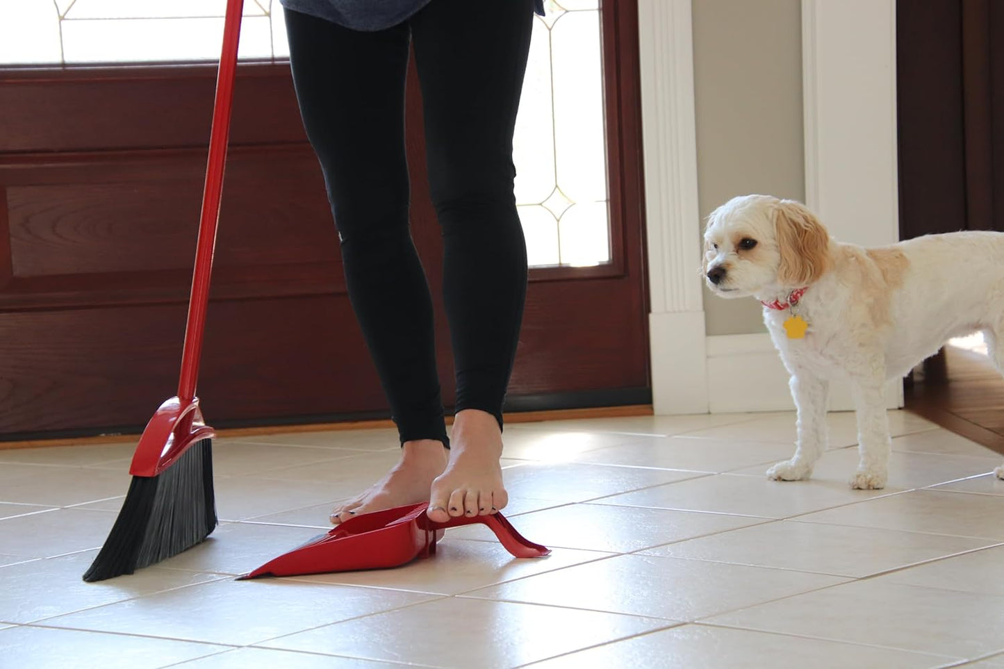 O-Cedar One Sweep Broom with Step-On Dustpan | Remove 99% with One | Lightweight Quiet Cleaning Tool | Ideal for Pet Owners