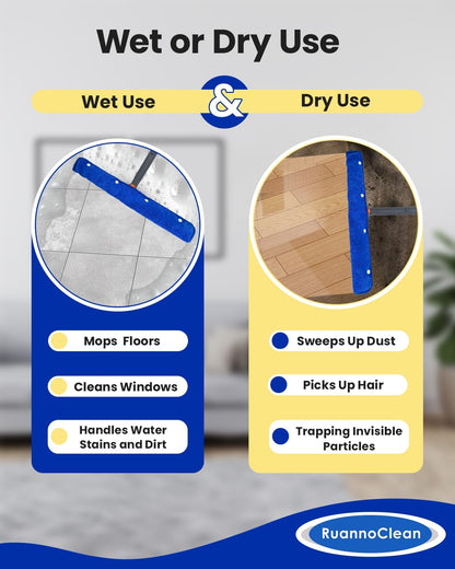 Floor Squeegee Pads, Microfiber Pads for Squeegee for Floor, Reusable Mop Pad for 23-24" Heavy Duty Rubber Squeegees Mop Rubber Broom for Floor, Tile, Glass, Wall Cleaning -4 Pack 60cm
