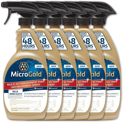 MicroGold Multi-Action Disinfectant Antimicrobial Spray Tested and Proven Effective to Kill the COVID-19 Virus, Kills 99.9% of Viruses and Bacteria, 24 Fluid Ounces, 1 Pack, Packaging May Vary
