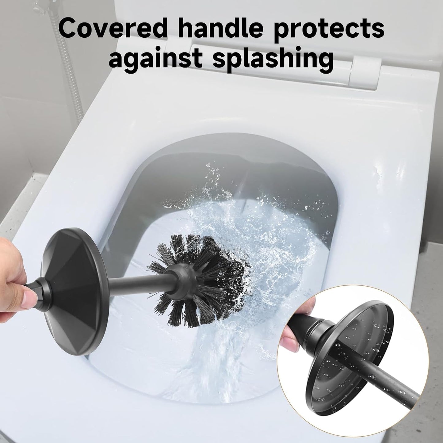 Bronze Toilet Brush and Holder，Extra Long Handled Toilet Brush for Bathroom，Stainless Steel Heavy Duty Toilet Bowl Brush,Deep Cleaning Modern Toilet Cleaner Brush -Space Saving, Covered Brush, Durable