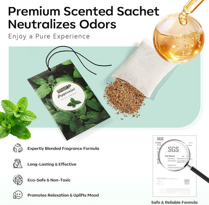MYARO 12 Pack Fresh Linen Scented Sachets for Drawer, Closet & Car Air Freshener Bags | Odor Eliminator & Fabric Refresher | Crisp, Clean Home Fragrance Gift Set