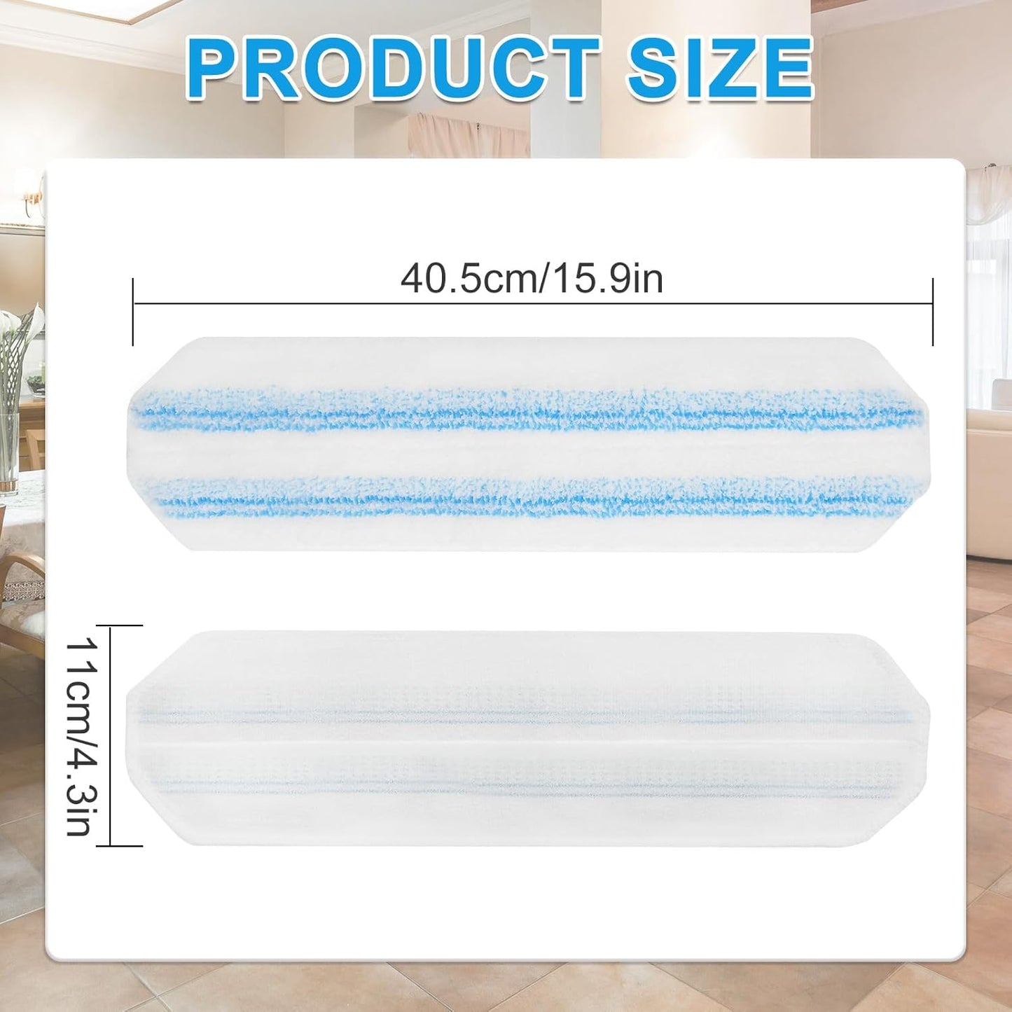 Mop Replacement Pads for Ocedar H2prO Flat Mop System, Mop Handle Mop Refills for O-Cedar H2pro Flat Mop System, Include 4 Pack Mop Pads and 4-Section Mop Handle for Ocedar H2 Pro Mop