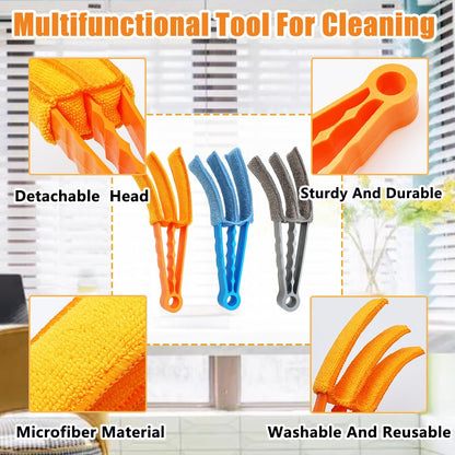 3 Pack Microfiber Feather Duster with 6 Microfiber Sleeves, Window Blind Cleaner, Blind Duster, Blinds Cleaning Tools