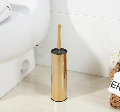 BGL Stainless Steel Toilet Brush with Holder, 2 Black Bristle Heads