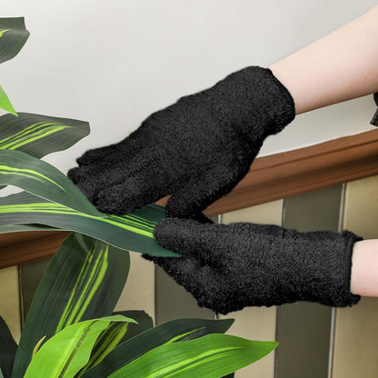 Patelai 3 Pairs Microfiber Plant Dusting Gloves Leaf Cleaning Gloves for Indoor Plants, Blinds, Furniture, House (Green Yellow,Blue,Pink,Medium)