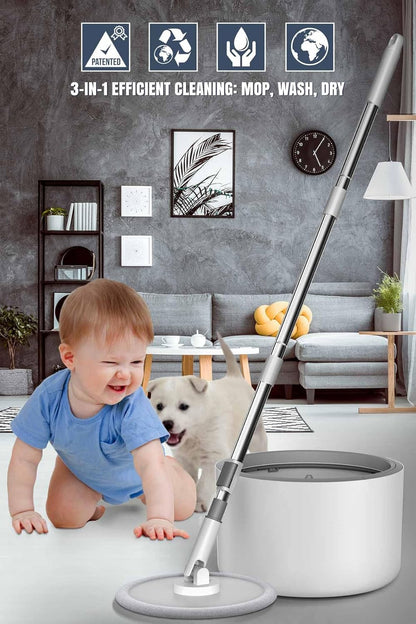 VENETIO Innowellclean Microfiber Spin Mop and Bucket Set with Patented Water Filtration System - Deep Self Cleaning/Dry/Wet All-In-One Floor Mop for Home Hardwood, Tile - Ideal for Pet Owners (2 Pads)