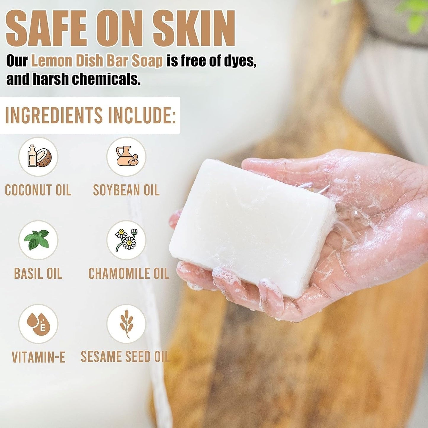 Dish Soap Bar with Bamboo Soap Dish Tray – Solid Dish Soap Block, Eco Friendly Non Toxic Plant Based Dishwashing Soap, Fragrance Free, Zero Waste, Biodegradable Kitchen Soap (5.64 oz)