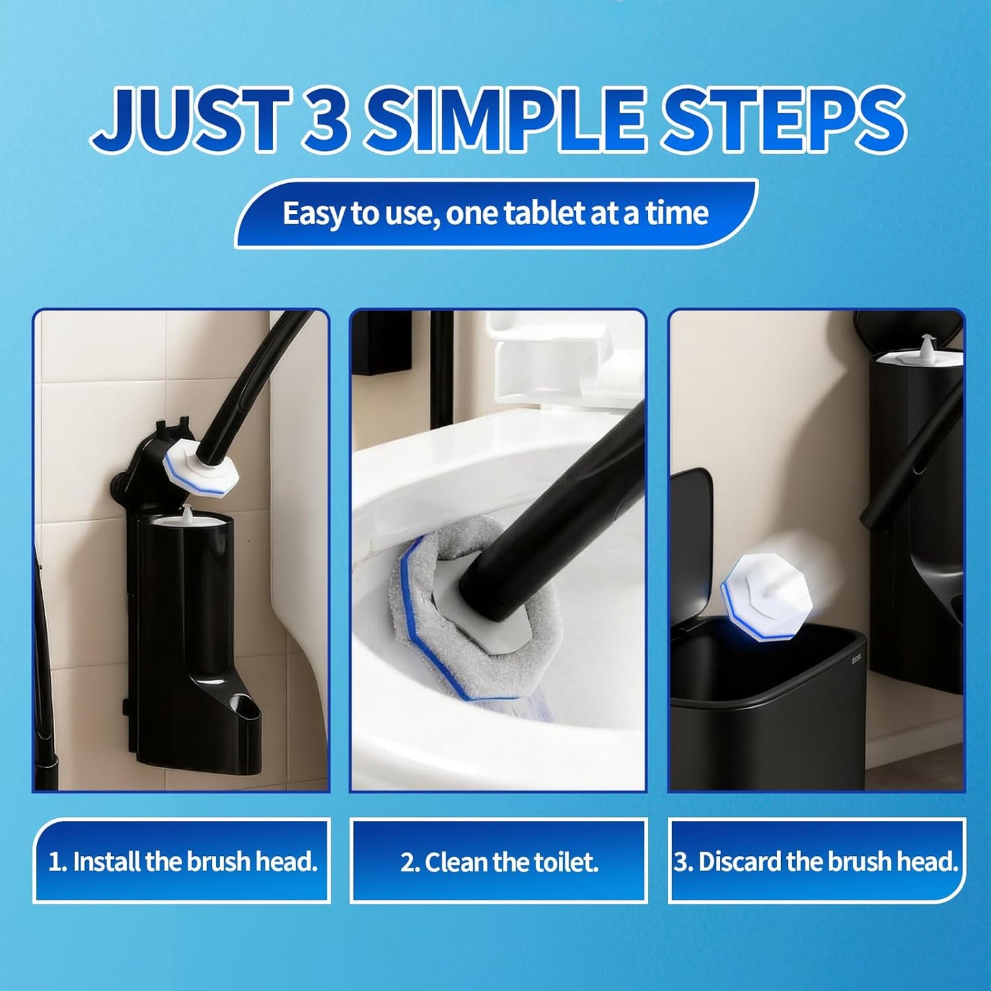 Disposable Toilet Bowl Brush with 36 Toilet Wand Refills Pads Replacement Heads, Toilet Cleaning Stick,Toilet Bowl Cleaner Wands Holder and Set, Toilet Cleaning System Starter Kit