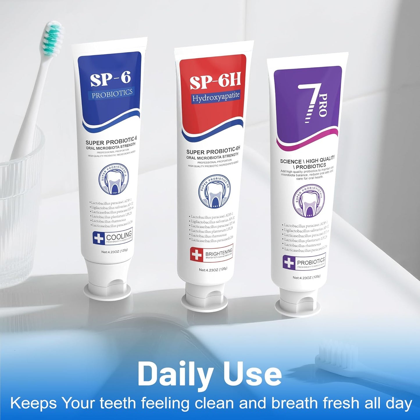 7.5% Nano Hydroxyapatite Toothpaste, SP-6 Probiotic Toothpaste, Helps Remineralize, Strengthens Enamel, Dentist-Formulated Whitening Toothpaste for Sensitive Teeth, Fluoride-Free, 4.23 oz 2Pack