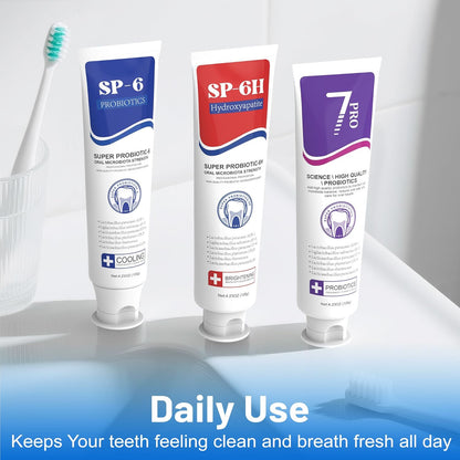 7.5% Nano Hydroxyapatite Toothpaste, SP-6 Probiotic Toothpaste, Helps Remineralize, Strengthens Enamel, Dentist-Formulated Whitening Toothpaste for Sensitive Teeth, Fluoride-Free, 4.23 oz 2Pack