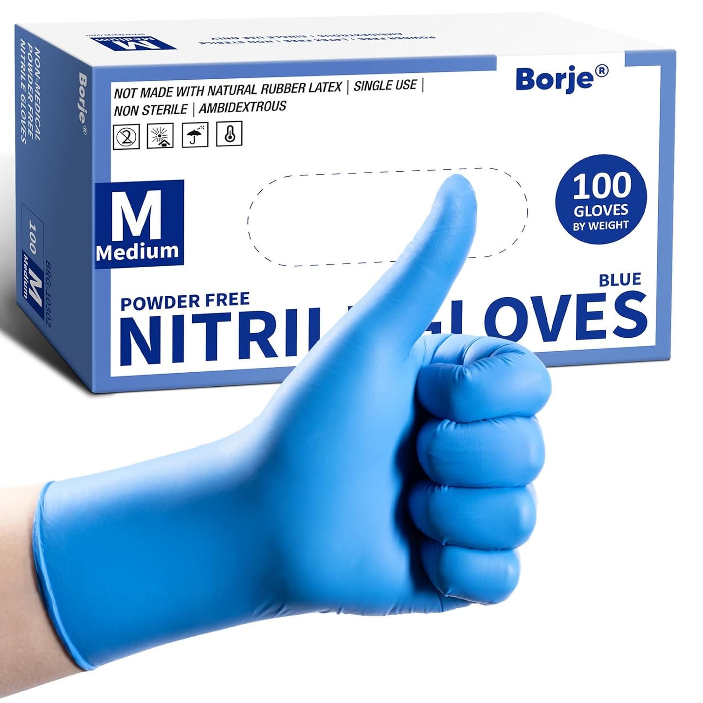 Borje Nitrile Gloves Large, 100 Count Disposable Gloves, Black, Latex-Free Powder-Free, Medical Exam, Food Safe, Cleaning, Cooking