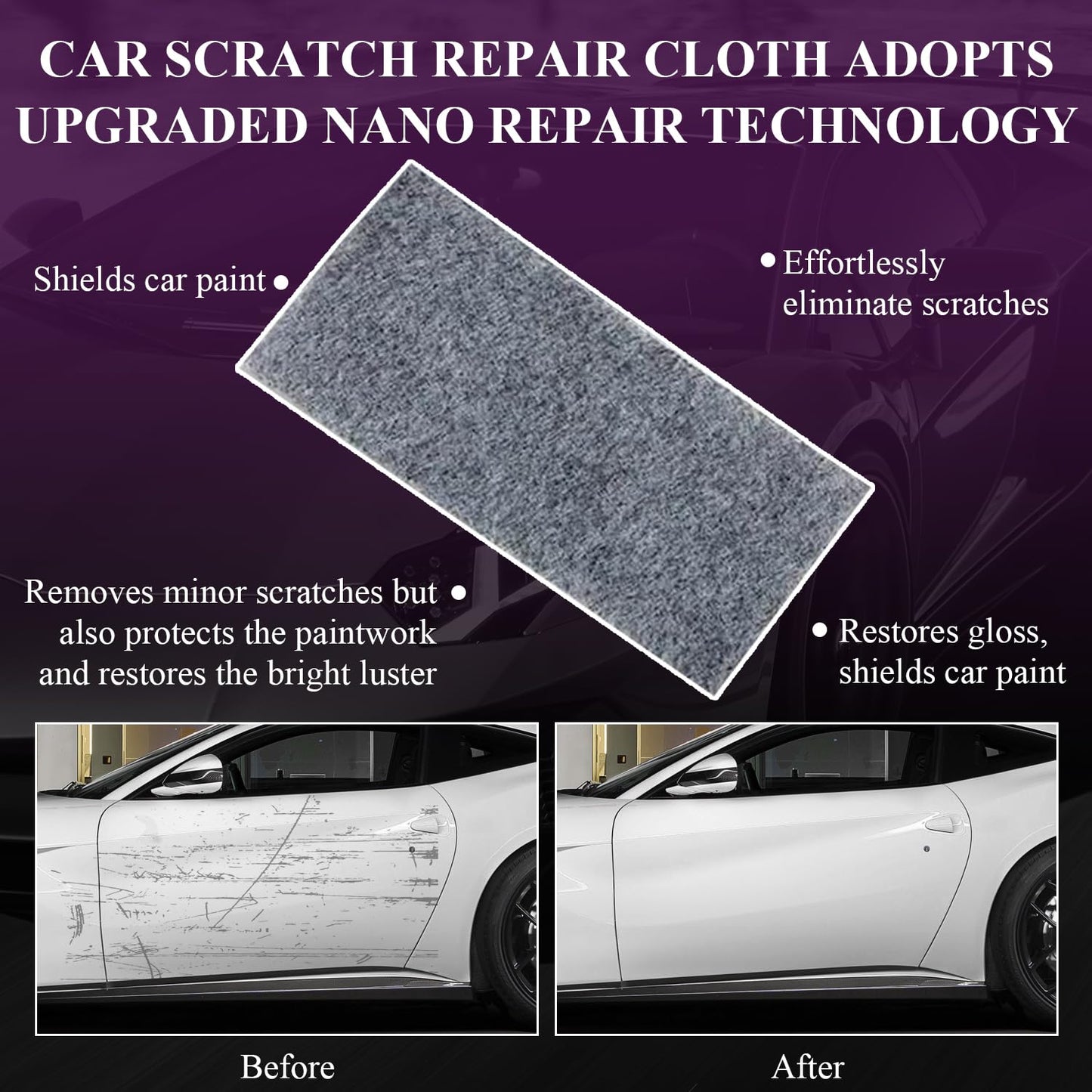 Nano Sparkle Cloth Car Scratch Remover Set,Magic Nano Sparkle Cleaning Cloth Car Scratch Remover,Nano Sparkle Cloth and Car Scratch Repair Paste for Deep Scratch Repair