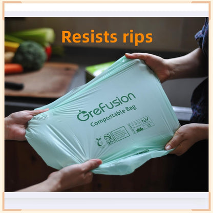 GreFusion Compostable Bags 1.2 Gallon,125 Count, Fits 0.75,1,1.2,1.3,1.6,1.8 Gallon Countertop Bin, Small compost bags, Certified by BPI, ASTM D6400 and OK Compost