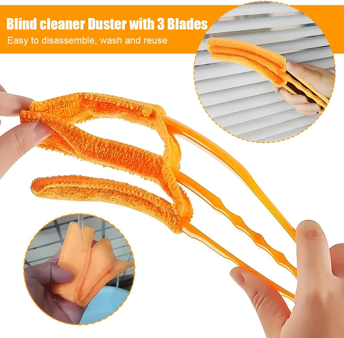 Car Window Venetian Blind Cleaner Duster Tool, 4PCS 7 Finger Vehicle Shutter Dusting Cleaning Brush, Handheld Automotive Duster Bristle Accessories for Air Conditioner Wood Blinds