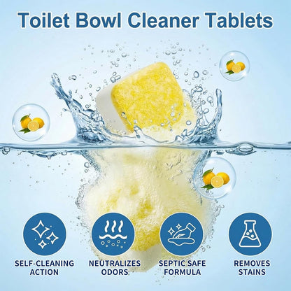 Toilet Bowl Cleaner Tablets – Deodorizer & Septic Safe, Odor Eliminator, Stain Remover for Long-Lasting Freshness – Fresh Lemon Scent 24 Pack