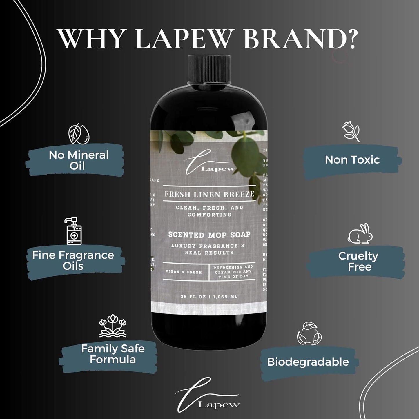 Lapew Black Sea Scented Cleaning Bundle | Carpet Deodorizer Powder (16 oz) & Mop Soap Concentrate (36 oz) | Pet-Friendly Odor Eliminator - Colors B