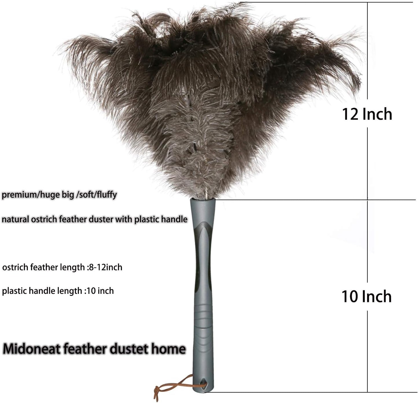 Midoneat Ostrich Feather Duster, Big and Soft and Fluffy Microfiber Duster,22 inch (Gray)